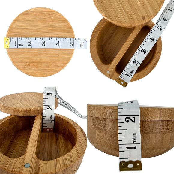 Totally Bamboo Salt & Pepper Double Bowl Storage Box Keeper Magnetic Swivel Top - Picture 15 of 16
